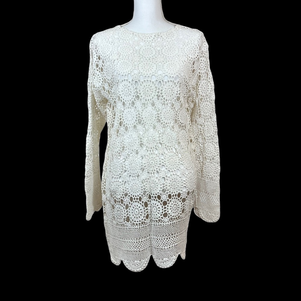 Oliviere Oliviere White Crocheted Dress M
